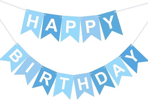 Domestar Blue Happy Birthdy Ranner Decorations ، Banner Happy Birthday Banner لعيد ميلاد DIY Party Decorations in Kuwait