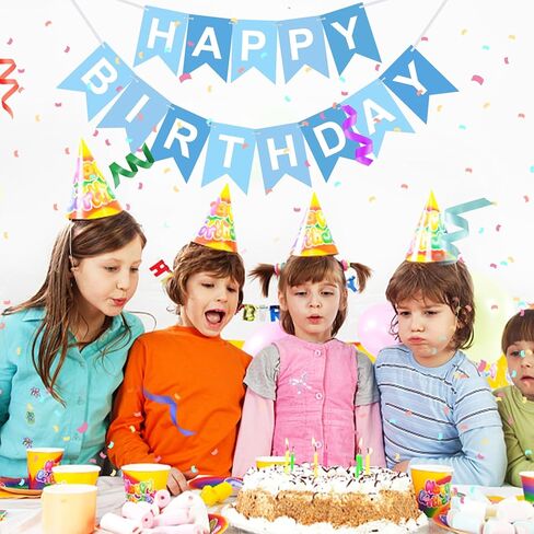 Domestar Blue Happy Birthdy Ranner Decorations ، Banner Happy Birthday Banner لعيد ميلاد DIY Party Decorations in Kuwait