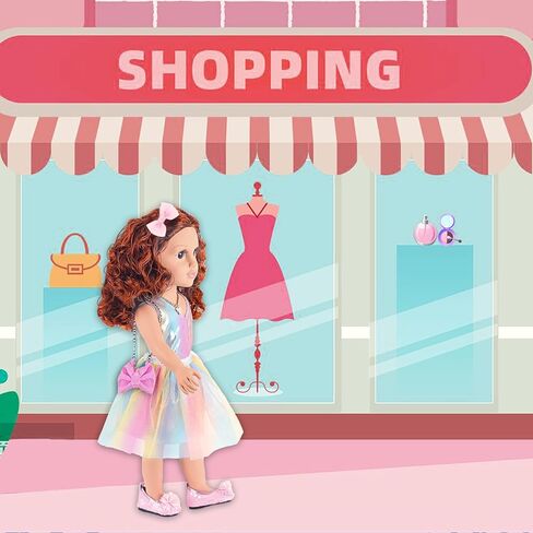 ZITA ELEMENT 18 Inch American Doll with Doll Clothes and Accessories Including 18 Inch Doll Rainbow Dress Bow Bag Shoes Hairpin Necklace for Kids in Kuwait