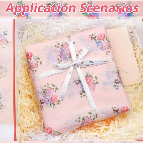 Benvo 20 Sheets Ploral Print Tissue Paper 20 inch × 29 بوصة ورق decoupage الورق الزخرفي للورق الهدية الالتفاف ورقة زهرة DIY Art Craft Paper for Spring Wedding Birthday Dame Baby (Style C) in Kuwait