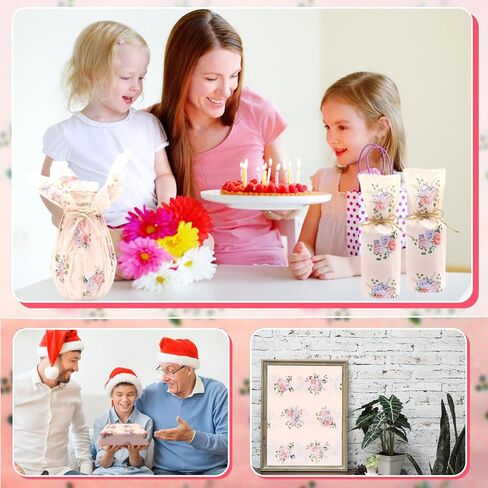 Benvo 20 Sheets Ploral Print Tissue Paper 20 inch × 29 بوصة ورق decoupage الورق الزخرفي للورق الهدية الالتفاف ورقة زهرة DIY Art Craft Paper for Spring Wedding Birthday Dame Baby (Style C) in Kuwait