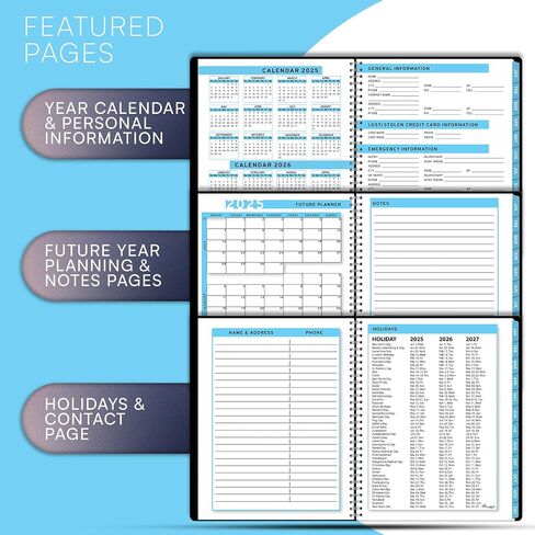 2025 Appointment Book & Planner- Ensight 8.5 x 11 inches, Large Tabbed Daily Hourly Weekly Planner, Calendar & Schedule Book 15-Minute time Slots, Business & Personal Planner Jan 2025- Dec 2025- Blue in Kuwait