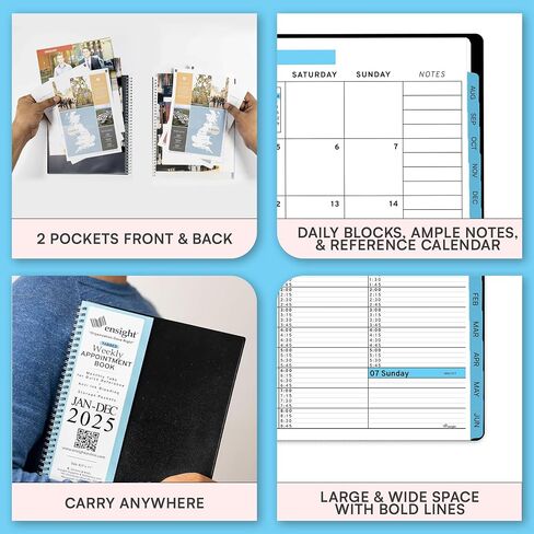 2025 Appointment Book & Planner- Ensight 8.5 x 11 inches, Large Tabbed Daily Hourly Weekly Planner, Calendar & Schedule Book 15-Minute time Slots, Business & Personal Planner Jan 2025- Dec 2025- Blue in Kuwait
