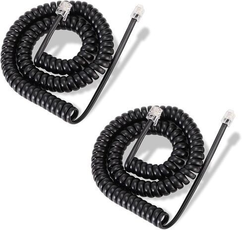 Phone Cord 16 FT Uncoiled/2FT Coiled, 2 Pack Telephone Cord Phone Handset Cord, RJ9 Long Phone Cord Use for Polycom VVX 250/350 / 450 IP Phone, Balck in Kuwait