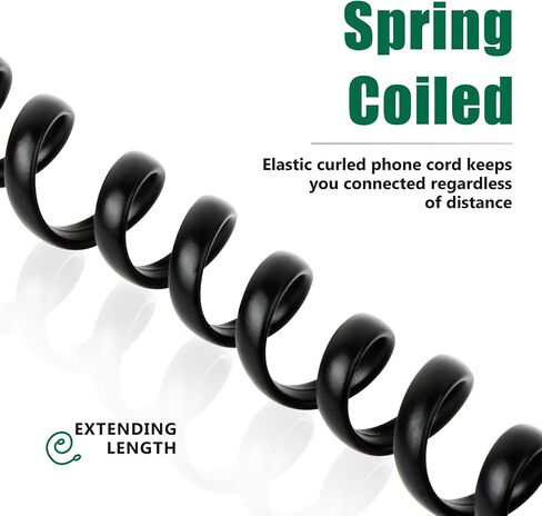 Phone Cord 16 FT Uncoiled/2FT Coiled, 2 Pack Telephone Cord Phone Handset Cord, RJ9 Long Phone Cord Use for Polycom VVX 250/350 / 450 IP Phone, Balck in Kuwait