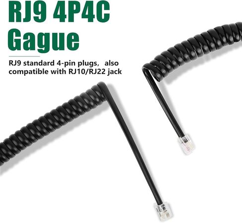 Phone Cord 16 FT Uncoiled/2FT Coiled, 2 Pack Telephone Cord Phone Handset Cord, RJ9 Long Phone Cord Use for Polycom VVX 250/350 / 450 IP Phone, Balck in Kuwait