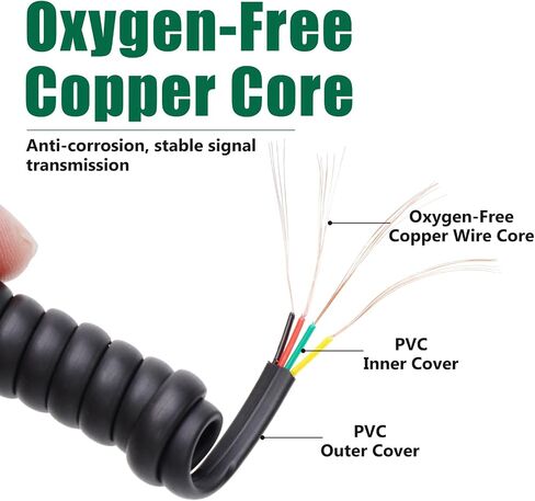 Phone Cord 16 FT Uncoiled/2FT Coiled, 2 Pack Telephone Cord Phone Handset Cord, RJ9 Long Phone Cord Use for Polycom VVX 250/350 / 450 IP Phone, Balck in Kuwait