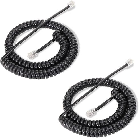 Phone Cord 16 FT Uncoiled/2FT Coiled, 2 Pack Telephone Cord Phone Handset Cord, RJ9 Long Phone Cord Use for Polycom VVX 250/350 / 450 IP Phone, Balck in Kuwait