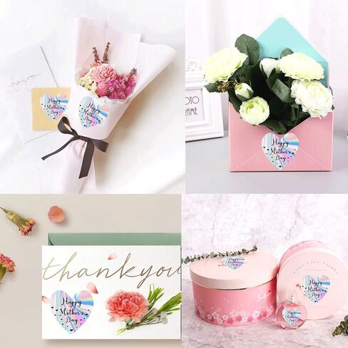 Happy Mother's Day Stickers 2" Holographic Mother's Day Heart Labels-250 Pcs Mothers Day Gift Tags Mothers Day Envelope Seals Stickers for Party Favors Envelope Seal Cards Box Gift Wrap Decor in Saudi Arabia