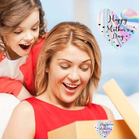 Happy Mother's Day Stickers 2" Holographic Mother's Day Heart Labels-250 Pcs Mothers Day Gift Tags Mothers Day Envelope Seals Stickers for Party Favors Envelope Seal Cards Box Gift Wrap Decor in Saudi Arabia
