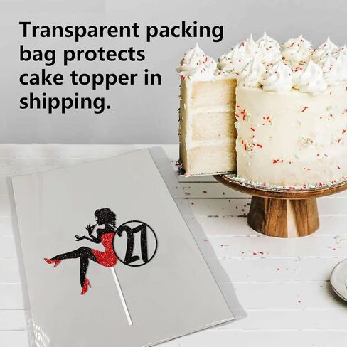 Red Silhouette Glitter Lipstick 34 Girl Cake Topper Picks for Makeup Spa Theme Party Decoration Supplies Women Girls Happy 34th Birthday Party Decor Supplies in Kuwait