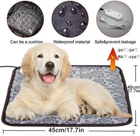 DaMohony Pet Heating Pad, Waterproof Electric Dog Cat Heated Pad with 3 Adjustable Temperature, Indoor Pet Warming Pad with Chew Resistant Cord for Outdoor Cat House in Saudi Arabia