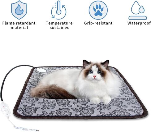 DaMohony Pet Heating Pad, Waterproof Electric Dog Cat Heated Pad with 3 Adjustable Temperature, Indoor Pet Warming Pad with Chew Resistant Cord for Outdoor Cat House in Saudi Arabia