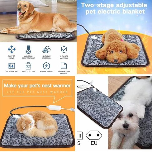 DaMohony Pet Heating Pad, Waterproof Electric Dog Cat Heated Pad with 3 Adjustable Temperature, Indoor Pet Warming Pad with Chew Resistant Cord for Outdoor Cat House in Saudi Arabia