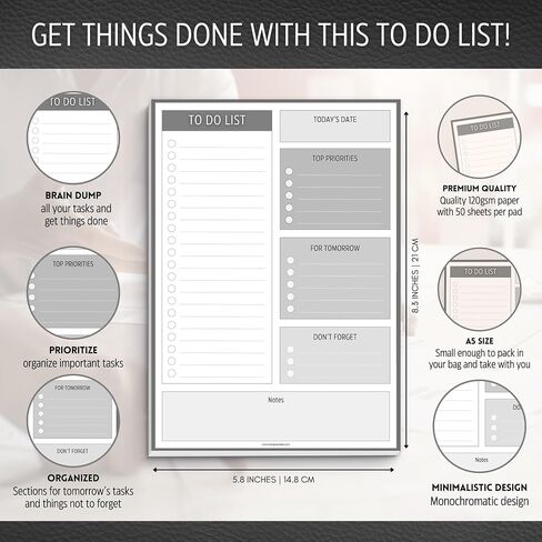 To Do List Notepad | Daily Planner, Brain Dump, Organizer and Priority List | 50 Undated Tear Away Sheets | A5 (Lux) in Saudi Arabia