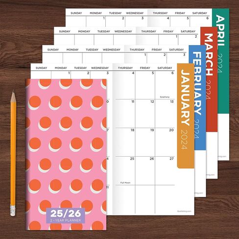 TF PUBLISHING 2025-2026 Farmhouse Gingham 2-Year Small Monthly Pocket Planner - 2-Page Large Calendar Grid and Lined Notes Section in Back - Monthly Day Planner for Purse - 3.5" x 6.5" in Saudi Arabia