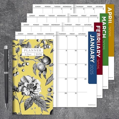 TF PUBLISHING 2025-2026 Farmhouse Gingham 2-Year Small Monthly Pocket Planner - 2-Page Large Calendar Grid and Lined Notes Section in Back - Monthly Day Planner for Purse - 3.5" x 6.5" in Saudi Arabia
