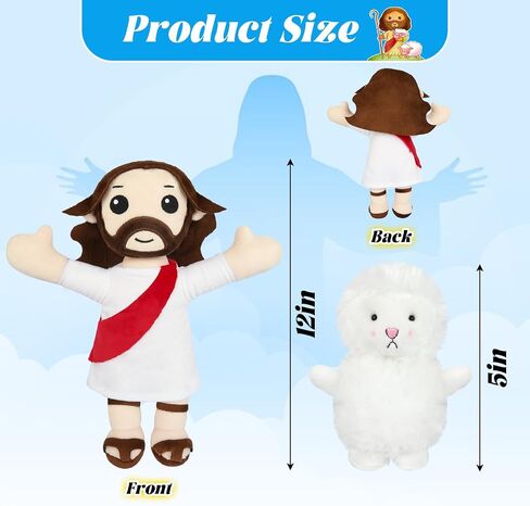 Jesus Plush, 13 Inches Easter Plush, Classic Christian Jesus Plush Doll with Sheep Stuffed Animals, Religious Easter Gifts for Kids Boys Girls (Red) in Saudi Arabia