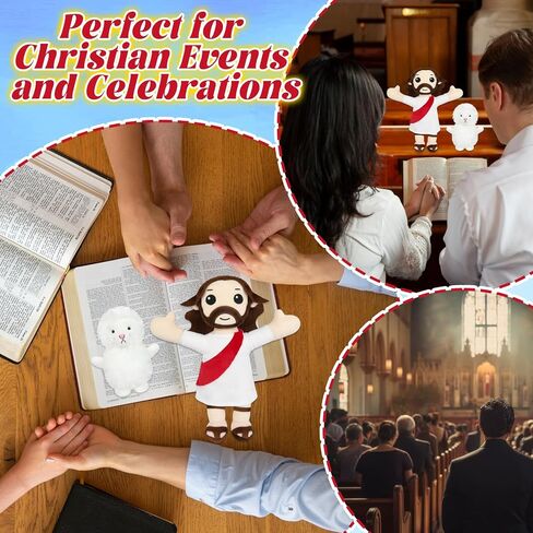 Jesus Plush, 13 Inches Easter Plush, Classic Christian Jesus Plush Doll with Sheep Stuffed Animals, Religious Easter Gifts for Kids Boys Girls (Red) in Saudi Arabia