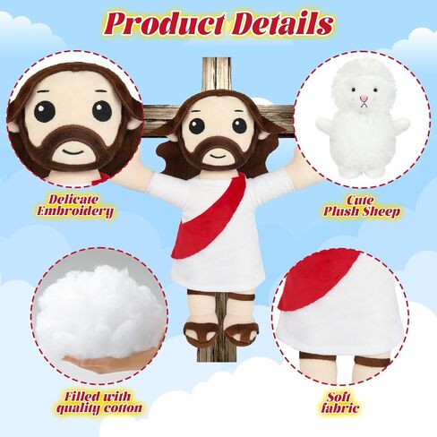 Jesus Plush, 13 Inches Easter Plush, Classic Christian Jesus Plush Doll with Sheep Stuffed Animals, Religious Easter Gifts for Kids Boys Girls (Red) in Saudi Arabia