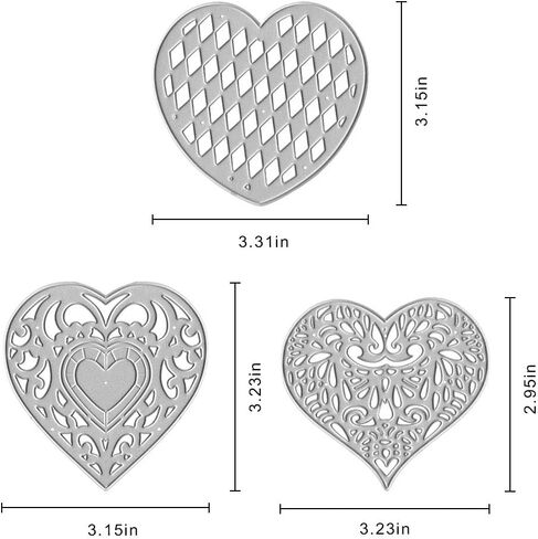 Hying 3 PCS Valentines Love Heart Frame Cutting Dies for Card Making, Hollow Diamond Pattern Heart Die Cuts Mesh Grid Dies Stencil Embossing Tool Scrapbooking DIY Etched Craft Dies in Saudi Arabia
