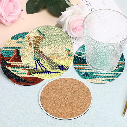 8 Pcs Diamond Art Coasters Kit Not with Holder, Diamond Art Kits for Adults Beginners Small Diamond Painting Coasters, Arts and Crafts for Adults Supplies Item Sets (Landscape) in Saudi Arabia