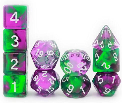 Haxtec 11 Piece DND Dice Set Extra D6 D20 Purple Blue Polyhedral D&D 5e Dice for Roleplaying Dice Games Dungeons and Dragons Accessrories Gift-Translucent Purple Teal in Saudi Arabia
