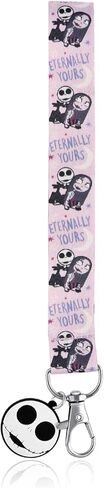 Disney PRINTED NIGHTMARE BEFORE CHRISTMAS WRIST LANYARD W/SILICONE CHARM- IMITATION RHODIUM 2PC SET in Saudi Arabia