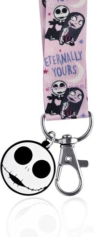 Disney PRINTED NIGHTMARE BEFORE CHRISTMAS WRIST LANYARD W/SILICONE CHARM- IMITATION RHODIUM 2PC SET in Saudi Arabia