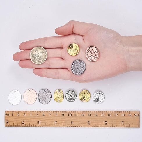 Sunnyclue 1 Box 32pcs 8 Styles Disc Discharms Flat Round Charms for Jewelry Making Alloy Links Connects Charm Stamping Charms Ringles Prendants Diy Accorings النتائج اللوازم النساء in Saudi Arabia