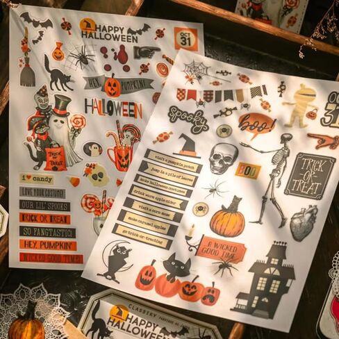 KSCRAFT A5 Halloween Rub On Transfer Sticker Scrapbook Sticker Journal Sticker for Adult Sticker of Sewing Handicraft Decor Sticker for Card Making Diary Album DIY Art and Craft in Saudi Arabia