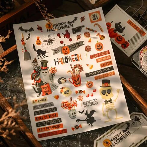 KSCRAFT A5 Halloween Rub On Transfer Sticker Scrapbook Sticker Journal Sticker for Adult Sticker of Sewing Handicraft Decor Sticker for Card Making Diary Album DIY Art and Craft in Saudi Arabia