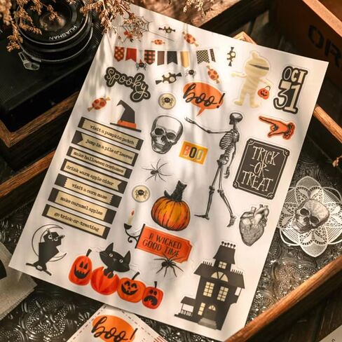 KSCRAFT A5 Halloween Rub On Transfer Sticker Scrapbook Sticker Journal Sticker for Adult Sticker of Sewing Handicraft Decor Sticker for Card Making Diary Album DIY Art and Craft in Saudi Arabia