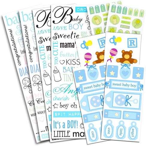 Baby Shower Stickers Set for Boys - Over 120 Deluxe Stickers for Baby Shower Decorations and Favors (Boy) in Saudi Arabia