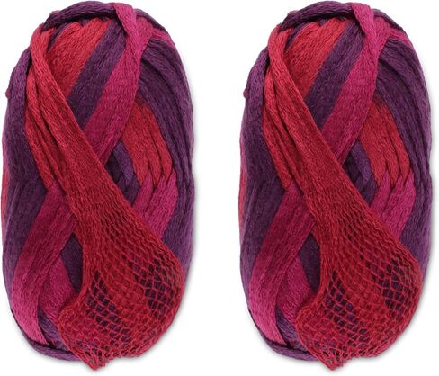 JubileeYarn Mesh Fishnet Yarn - Chunky Acrylic - 200g/Skein - Red Black - 2 Skeins in Saudi Arabia