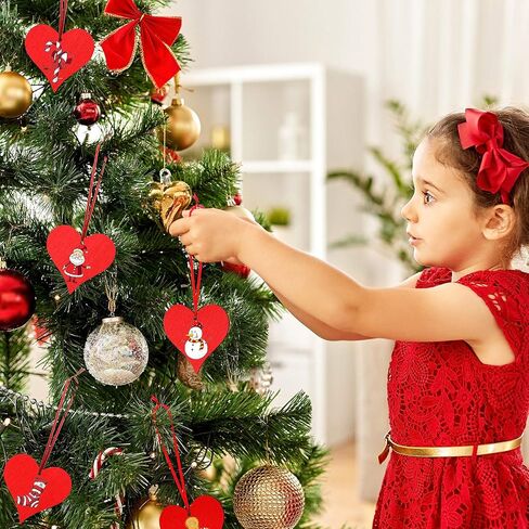 24 Pieces Valentine‘s Day Heart Wooden Ornament Heart Slices Embellishments Wood Love Shaped Decorative Hanging Tags with Twine and Ribbon for Valentine‘s Day Wedding Party in Saudi Arabia