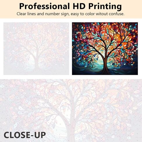 أوراق ملونة الطلاء بواسطة أرقام أرقام للبالغين من القماش ، وشجرة الحياة الطلاء بأرقام للمبتدئين ، ومجموعات الطلاء الزيتية الأوراق ، مثالية لزينة جدار غرفة الدراسة المكتبية 16 "x20" （بدون إطار） in Kuwait