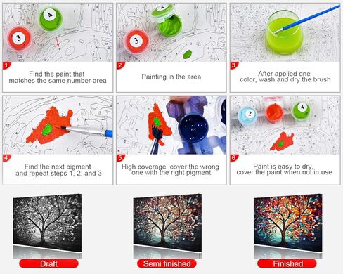أوراق ملونة الطلاء بواسطة أرقام أرقام للبالغين من القماش ، وشجرة الحياة الطلاء بأرقام للمبتدئين ، ومجموعات الطلاء الزيتية الأوراق ، مثالية لزينة جدار غرفة الدراسة المكتبية 16 "x20" （بدون إطار） in Kuwait