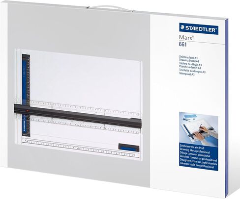 Staedtler Mars 661 A3 Drawing Board, DIN A3, High Quality, Made in Germany, White, Impact- and Shatter-Resistant Plastic, Parallel Drawing Rail, Double Groove Guide in Saudi Arabia