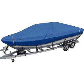 Explore Land Trailerable Waterproof Boat Cover Fits 14'-16'Long Beam Width up to 76" V-Hull Tri-Hull Runabout Fishing Ski Pro-Style Bass Boats, Blue