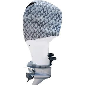 Grey Fish Scales Outboard Motor Cover for Yamaha 2.8 F150-200HP 2014-Present (Side Vents) | Made in USA to Stay on While You Run! | 106C