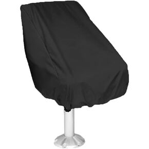 Boat Seat Cover 1 Pack Waterproof Outdoor Captain's Chair Cover Heavy Duty 420D Boat Bench Seat Cover Weather UV Resistant Helm Chair Protective Black