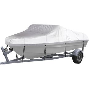 NEXCOVER Trailerable Boat Cover, Length: 14’-16’ Beam Width: up to 68", Waterproof Heavy Duty Cover, Fits V-Hull, TRI-Hull, Runabout, Pro-Style, Bass Boat, Storage Bag & Tightening Straps Included.