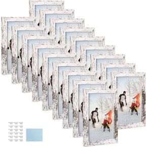 PHAREGE 4x6 MDF Picture Frame Bulk Dark Brown 18 Pack, Embossed Faux Wood Grain 4 by 6 Rustic Frame Set, Multi-pack Farmhouse Frames for Photos, Vertically or Horizontally, Tabletop or Wall