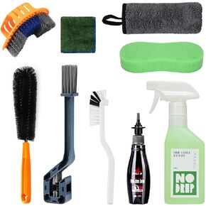 Pro: Conquer Grime! Motorcycle Chain Clean & Lube Kit - 350ml Powerful Degreaser, 120ml Smooth Wet Lube, Brushes, Scrubber, Towel Complete Tools Set
