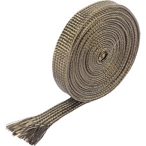 X AUTOHAUX Fiberglass Heat Wire Shield Sleeve Heat High Temp Shield Adjustable Heat Shield 10ft 10mm 3/8" Titanium Tone for Car Wire Loom Protection