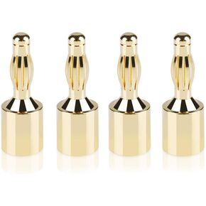 SKW Speaker Wire Connectors, Convertible Connectors Gold Plated Speaker Pin Plugs, 2 mm Pin Banana Screw Plug for Speaker Cable (4pcs)