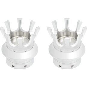 Motorcycle Front Axle Nut Covers Cap King Crown Fit for Harley Touring Electra Road Street Glide Softail Dyna Sportster XL 2008-Later Chrome