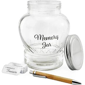 Darware Clear Glass Memory Jar, Family Keepsake Gift with 200 Write-On Tickets, Sharing Time Count Your Blessings Jar