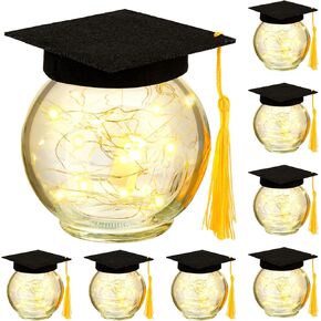 8 Pack Graduation Jar Centerpieces Firefly Fairy Star Jar Lamp Jar Lantern Lamp with Bachelor's Hat Graduation Gift for Her Home Yard Garden Graduation Wedding Table Decoration Lamp in Kuwait